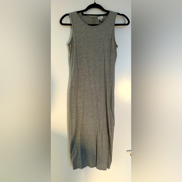 Grey midi cotton and spandex tank dress - Picture 1 of 6